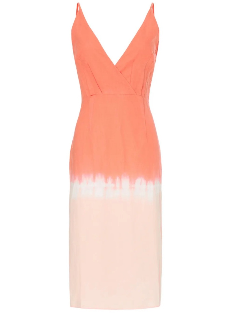 Tome Sleeveless Coral-to-Blush V-Neck Midi Dress